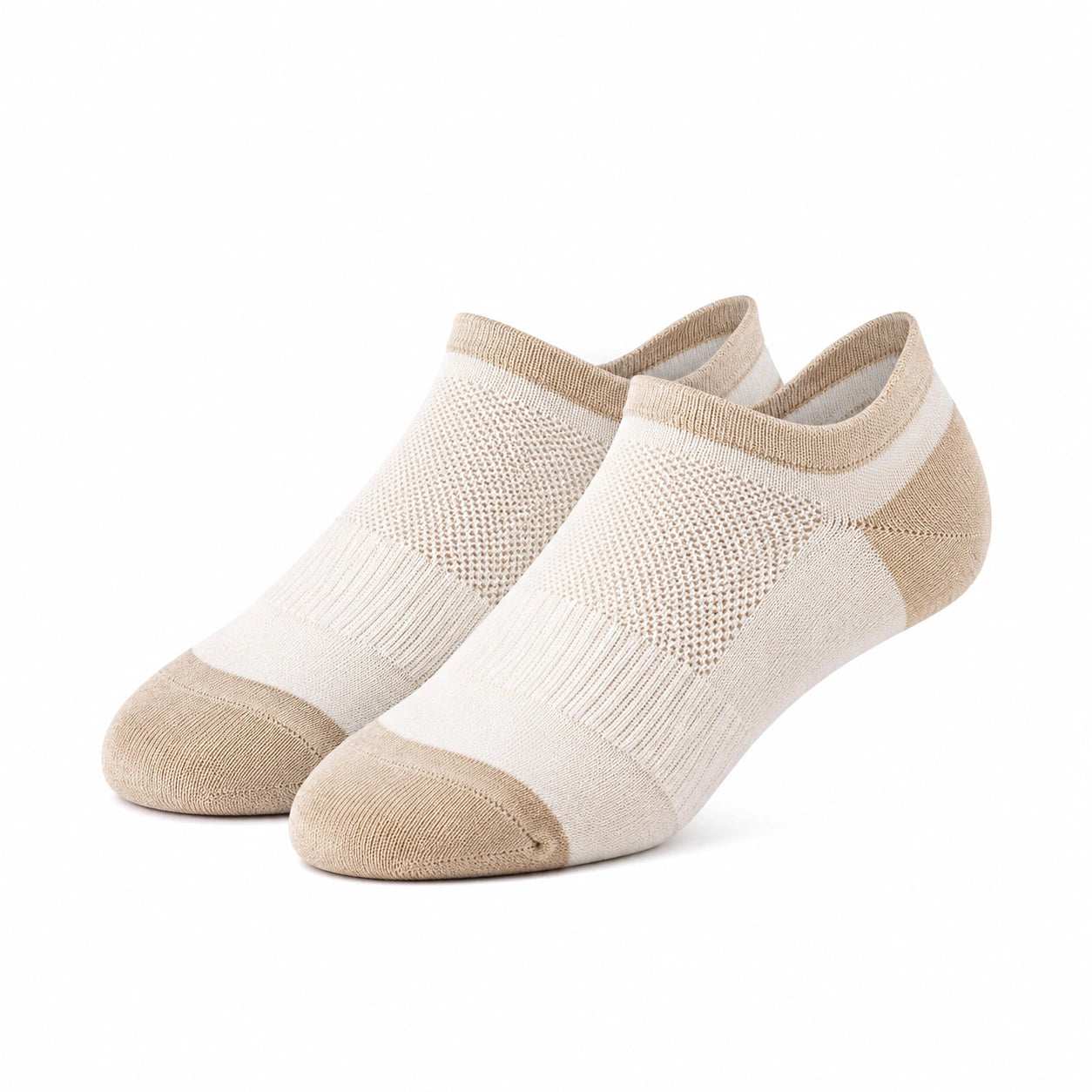 Chaussettes basses 35-38 textile tricoté beige et blanc respirantes
