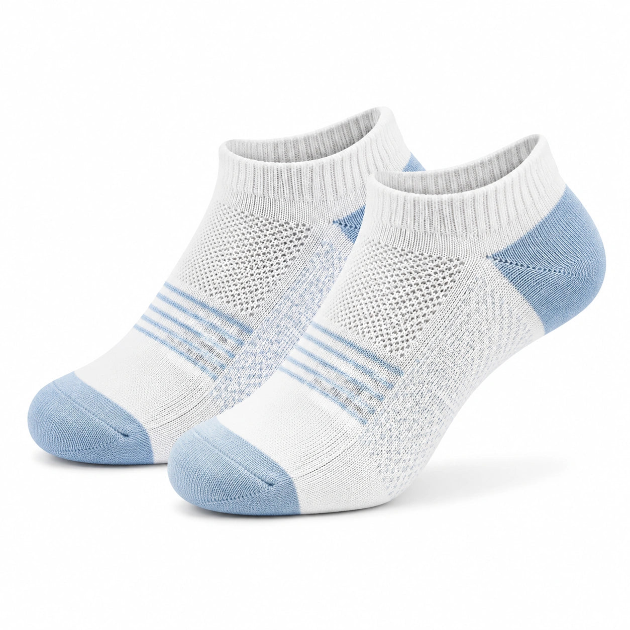 Chaussettes basses 39-42 en maille blanc/bleu pour sport respirantes