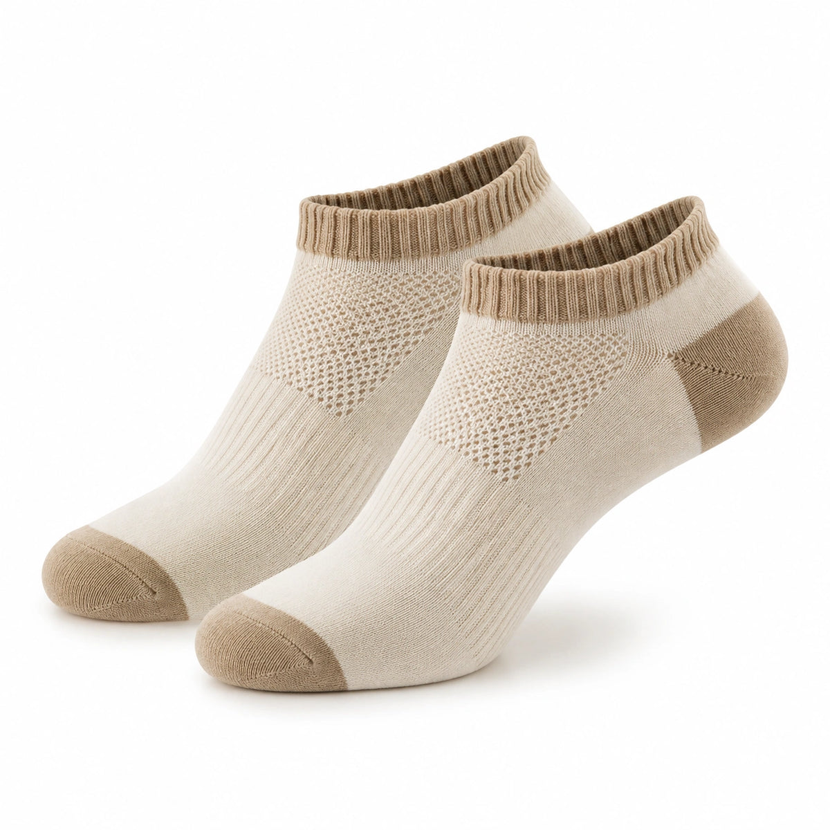Chaussettes basses 39-42 en maille textile beige marron respirantes