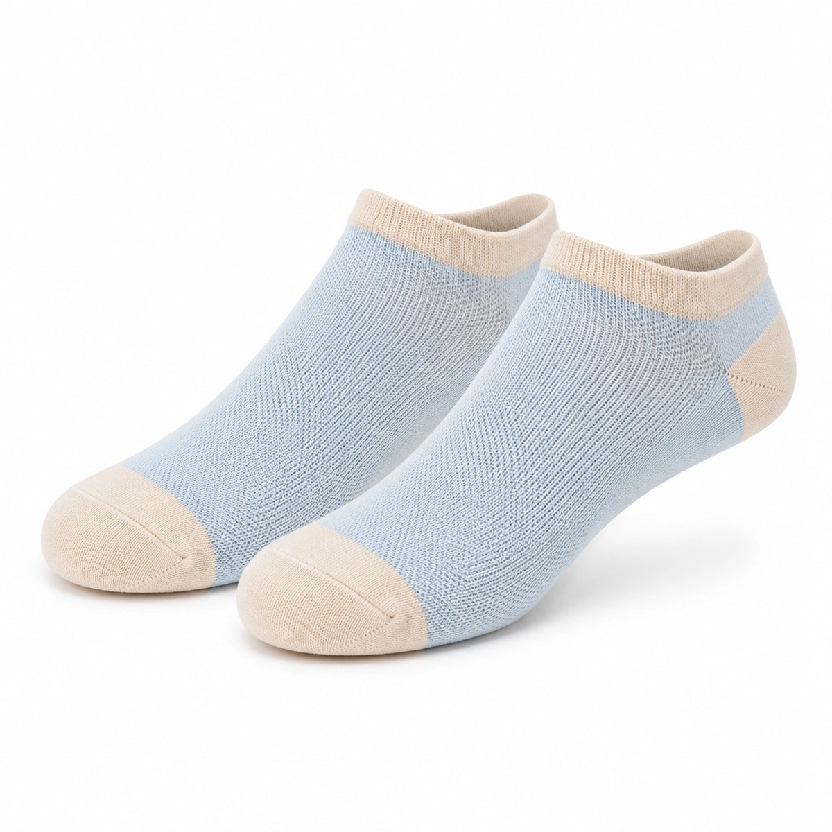 Chaussettes basses 43-46 en maille bleu clair et beige pour usage quotidien