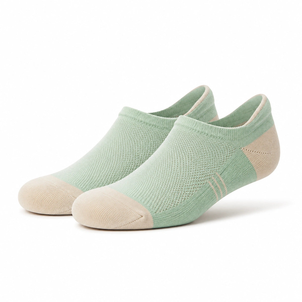Chaussettes invisibles 39-42 en maille textile vert menthe et beige respirantes