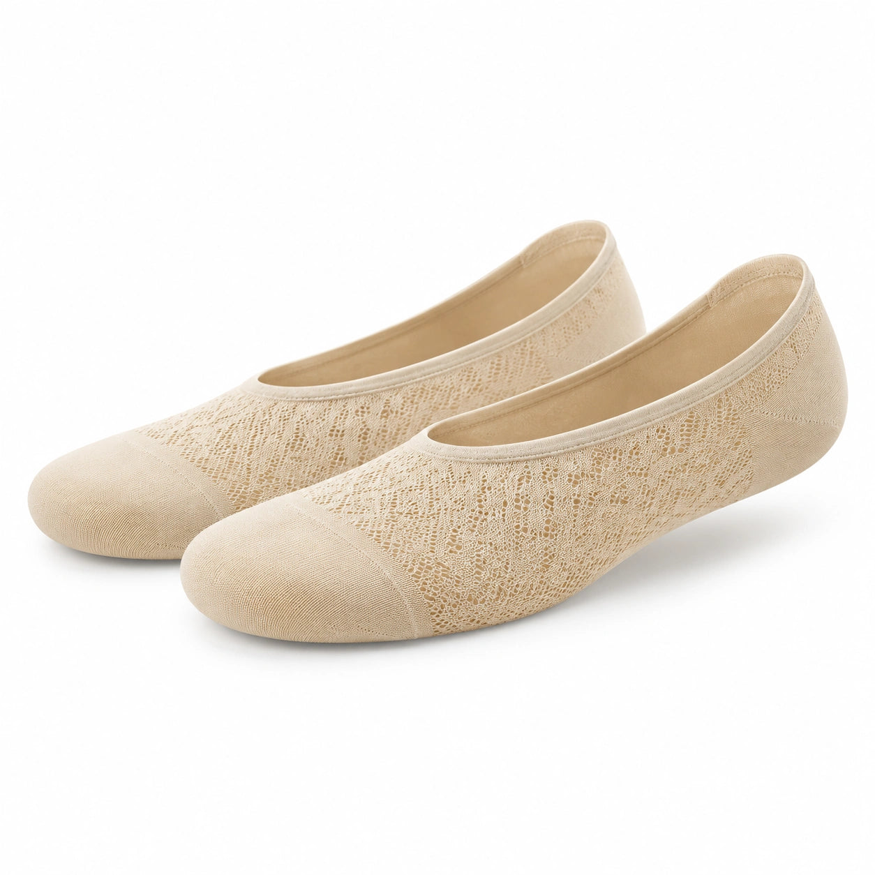 Chaussettes ballerines 39-42 en textile dentelle beige style invisible