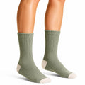 Chaussettes mi-mollet 43-46 en maille vert kaki pour usage quotidien côtelées