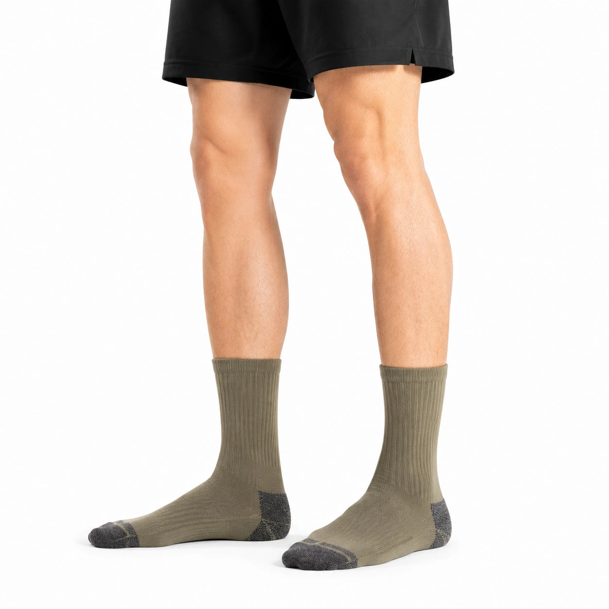 Chaussettes 35-38 en textile kaki et gris côtelées pour quotidien