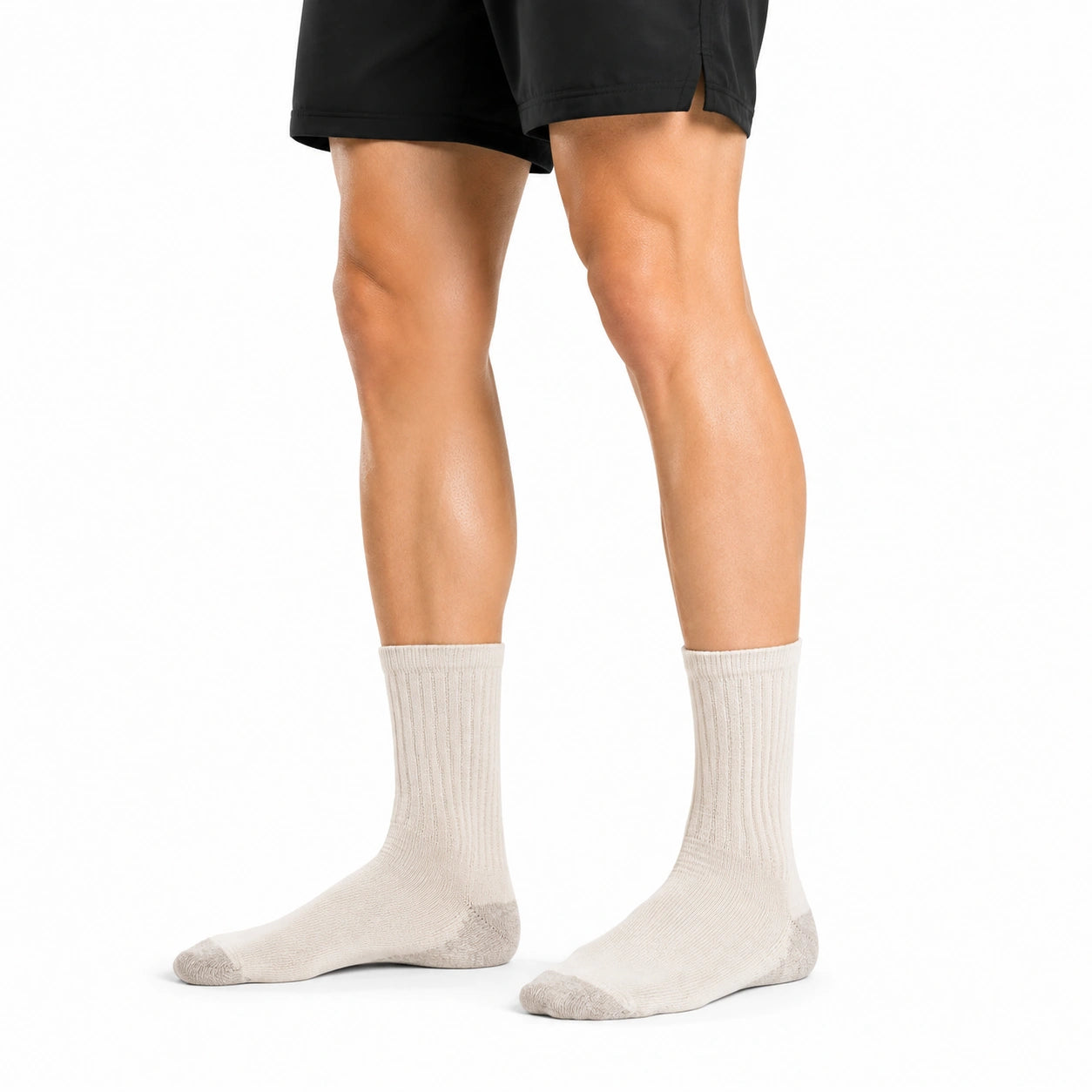Chaussettes mi-mollet 35-38 en maille côtelée écru pour usage quotidien