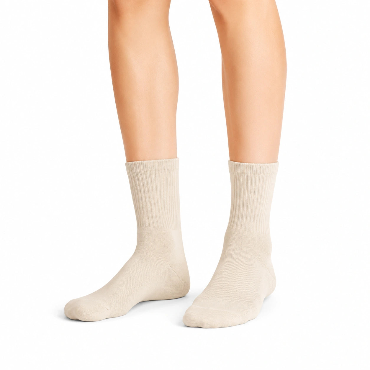 Chaussettes mi-mollet 35-38 en maille beige côtelée style classique