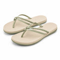 Tongs 40/41 beige et vert sauge à brides tressées en matière synthétique style décontracté