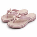 Tongs femme 40/41 rose en matière synthétique à fleurs semelle compensée